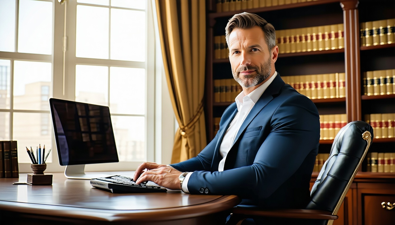 Attorney John A. Shepherd working at his desk